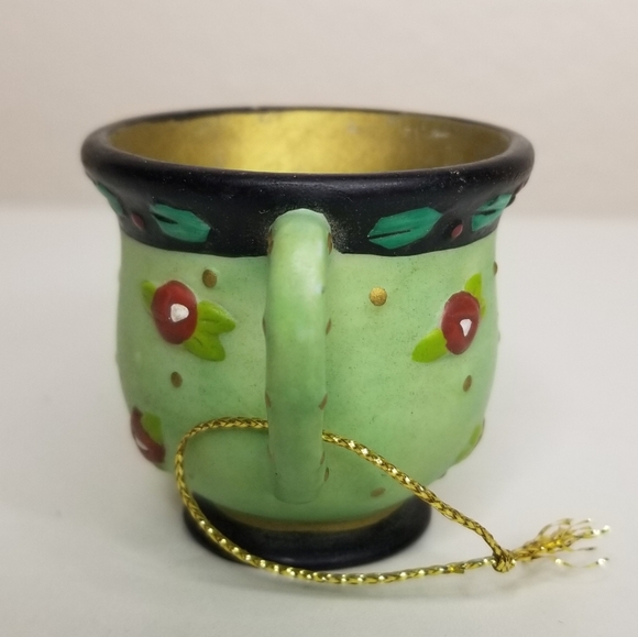 ME INK 1995 Mary Engelbreit Embossed Floral Tea Cup Coffee Cup Mug Ornament - Picture 3 of 9